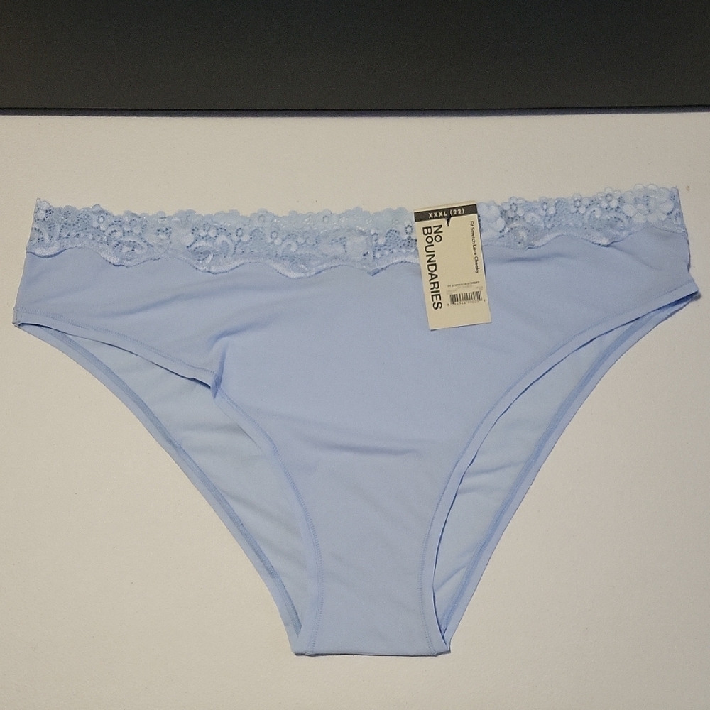 No Boundaries Pastel Blue Lace-Trim Bikini Briefs O6